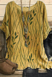 Large Size Round Neck Three Quarter Sleeve T-Shirt