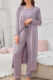 Loose V-Neck Short Sleeved Pants Jacket Three Piece Set