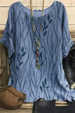 Large Size Round Neck Three Quarter Sleeve T-Shirt