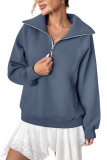 Velvet Half Zip Long Sleeved Pocket Hoodie