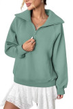 Velvet Half Zip Long Sleeved Pocket Hoodie