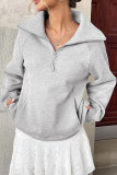 Velvet Half Zip Long Sleeved Pocket Hoodie