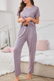 Loose V-Neck Short Sleeved Pants Jacket Three Piece Set