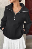 Velvet Half Zip Long Sleeved Pocket Hoodie