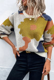 Jacquard Round Neck Long Sleeved Knitted Sweater
