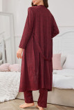 Loose V-Neck Short Sleeved Pants Jacket Three Piece Set