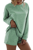 Round Neck Long Sleeved Shorts Sports Two-piece Set