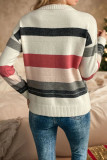 Round Neck Contrasting Long Sleeved Sweater