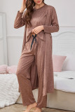 Loose V-Neck Short Sleeved Pants Jacket Three Piece Set