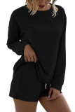 Round Neck Long Sleeved Shorts Sports Two-piece Set