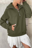 Velvet Half Zip Long Sleeved Pocket Hoodie