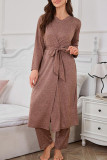 Loose V-Neck Short Sleeved Pants Jacket Three Piece Set