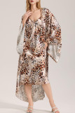 Leopard Print Sleeveless Camisole Dress Jacket Two-Piece Set
