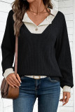V-Neck Loose Long Sleeved Knitted Sweater