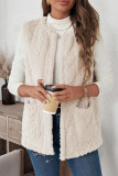 Double Sided Plush Pocket Sleeveless Cardigan Vest