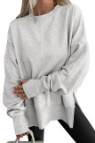 Solid Color Long Sleeved Round Neck Sweatshirt