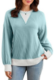 Round Neck Long Sleeved Contrasting Sweatshirt