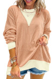 Round Neck Long Sleeved Contrasting Sweatshirt