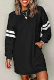 Striped Contrasting Round Neck Long Sleeved Dress