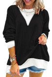 Round Neck Long Sleeved Contrasting Sweatshirt