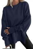 Solid Color Long Sleeved Round Neck Sweatshirt