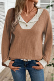 V-Neck Loose Long Sleeved Knitted Sweater
