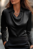 Simple Temperament Long Sleeved Lapel Shirt