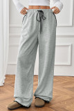 High Elastic Waist Solid Color Straight Leg Pants