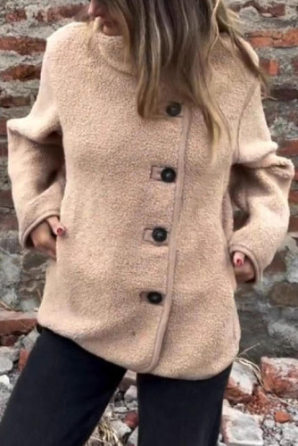 Lapel Button Loose Warm Woolen Sweater Jacket