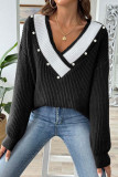 V-Neck Loose Long Sleeved Knitted Sweater