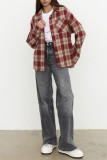 Checkered Print Lapel Long Sleeved Button Cardigan Shirt