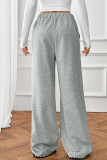 High Elastic Waist Solid Color Straight Leg Pants