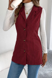 Suit Collar Corduroy Solid Color Sleeveless Vest Jacket