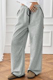 High Elastic Waist Solid Color Straight Leg Pants