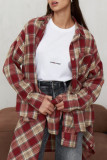 Checkered Print Lapel Long Sleeved Button Cardigan Shirt