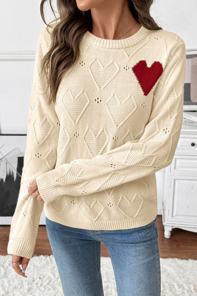 Love Round Neck Long Sleeved Knitted Sweater