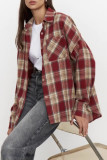 Checkered Print Lapel Long Sleeved Button Cardigan Shirt