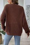 V-Neck Loose Long Sleeved Knitted Sweater