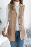 Suit Collar Corduroy Solid Color Sleeveless Vest Jacket