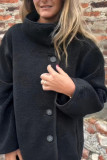Lapel Button Loose Warm Woolen Sweater Jacket