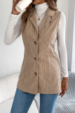 Suit Collar Corduroy Solid Color Sleeveless Vest Jacket