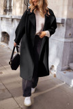 Solid Color Lapel Long Sleeved Woolen Coat Jacket