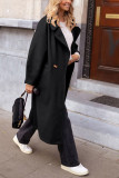 Solid Color Lapel Long Sleeved Woolen Coat Jacket