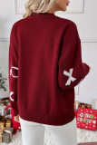 Christmas Round Neck Bow Jacquard Long Sleeved Sweater