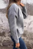 Solid Color Pocket Long Sleeved Knitted Cardigan Jacket
