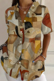 Large Size 3D Printed Lapel Short Sleeved Shirt