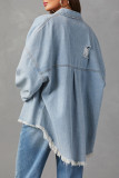 Retro Ripped Cardigan Long Sleeved Denim Shirt