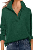 Solid Color V-Neck Long Sleeved Loose T-Shirt