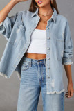 Retro Ripped Cardigan Long Sleeved Denim Shirt