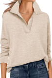 Solid Color V-Neck Long Sleeved Loose T-Shirt
